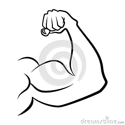 Strong hand with muscles. Vector handdrawn icon Vector Illustration