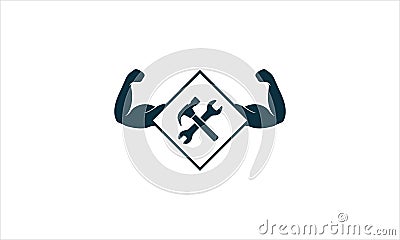 Strong handyman fitness logo icon design illustration Vector Illustration
