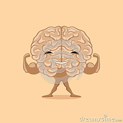 Strong happy brain. Vector Illustration