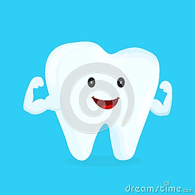 Strong happy healthy white tooth Vector Illustration