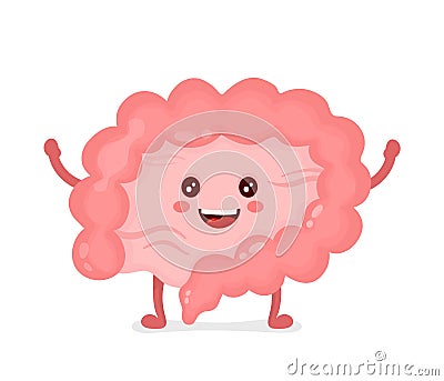 Strong healthy happy Intestine character Vector Illustration