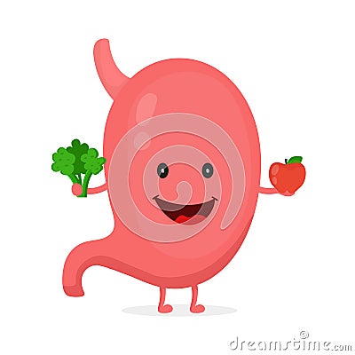 Strong healthy happy stomach character Vector Illustration