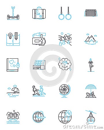 Strong immunity linear icons set. Resilience, Defense, Vitality, Robustness, Endurance, Protection, Power line vector Vector Illustration