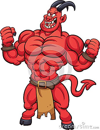 Strong laughing demon Vector Illustration