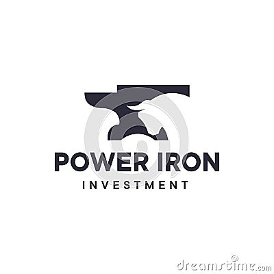 Strong logo combination of buffalo and forge Vector Illustration