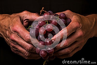 Strong Male hand holding grape fruit. Generate ai Stock Photo