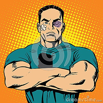 Strong man after a fight Vector Illustration