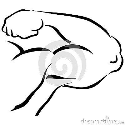 Strong Man Flexing Arm Vector Illustration