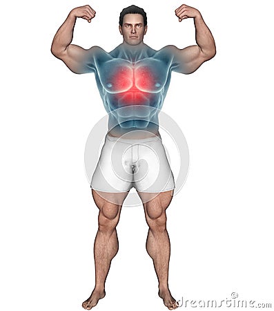 Strong man with highlighted chest area Stock Photo