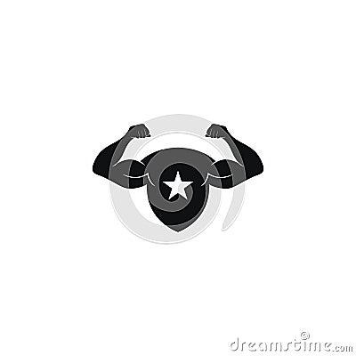 strong man with shield protection logo Vector Illustration