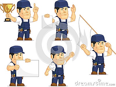 Strong Mechanic Mascot 3 Vector Illustration