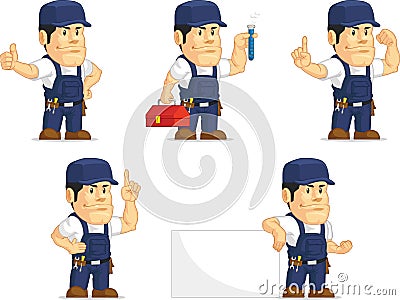 Strong Mechanic Mascot 7 Vector Illustration