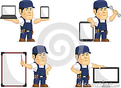 Strong Mechanic Mascot 12 Vector Illustration