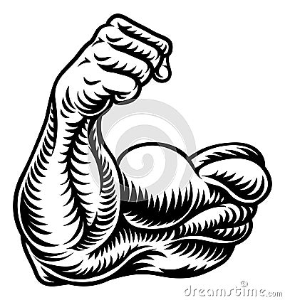Strong Muscular Arm Bicep Muscle Cartoon Icon Vector Illustration