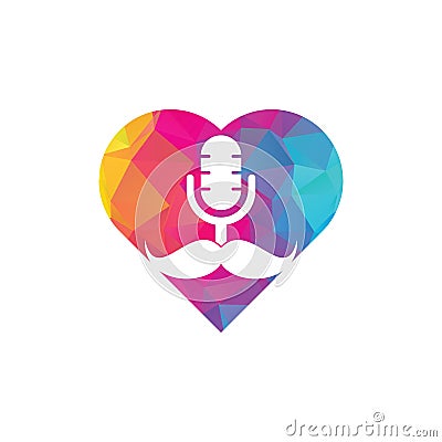 Strong podcast heart vector logo design template. Vector Illustration