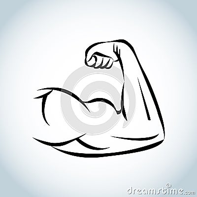 Strong power, muscle arms icon. illustration. Cartoon Illustration