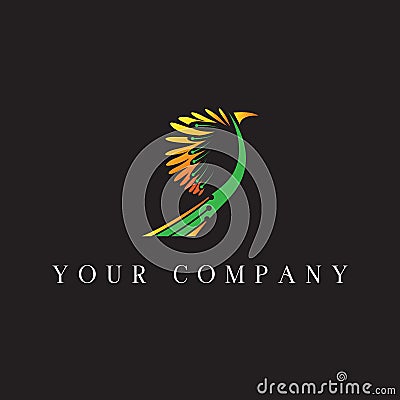 Strong, powerful, eye-catching bird of paradise logo design, vector icon illustration inspiration Vector Illustration