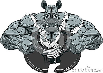 Strong rhinoceros athlete Vector Illustration