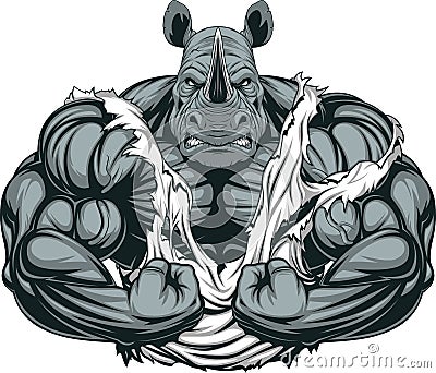 Strong rhinoceros athlete Vector Illustration