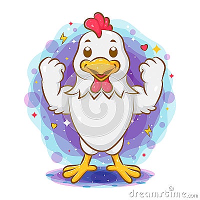 Strong rooster standing and showing good body Vector Illustration