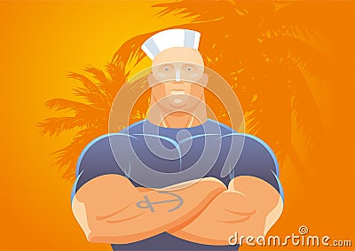 Strong sailor man Vector Illustration