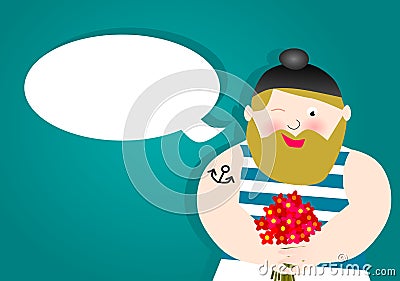 romantic seaman seafarer man with blank speech bubble Stock Photo