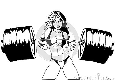 Strong girl in bikini Vector Illustration