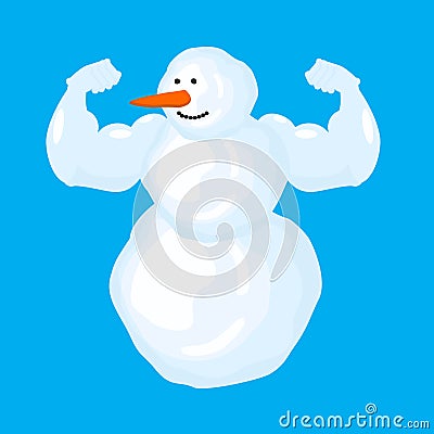 Strong snowman . Winter fitness. Snow Sports. Vector ill Vector Illustration