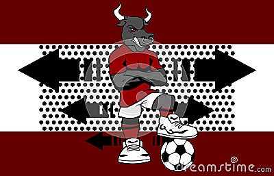 Strong sporty bull soccer player cartoon background Vector Illustration