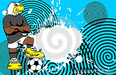 Strong sporty eagle soccer player cartoon background Vector Illustration