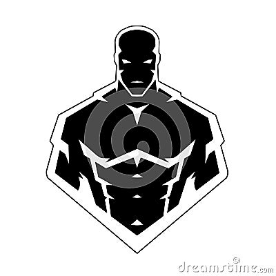 Strong super bodybuilder silhouette Vector Illustration