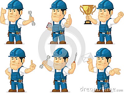 Strong Technician Mascot 3 Vector Illustration