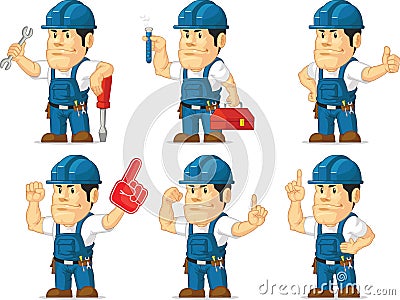 Strong Technician Mascot 6 Vector Illustration