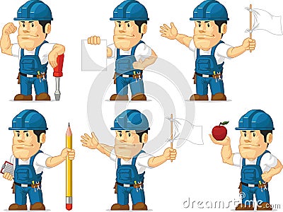 Strong Technician Mascot 8 Vector Illustration