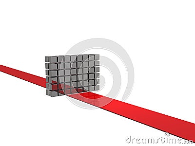 A strong wall blocking the path. An abstract concept representing an unexpected accident. Trouble and sabotage. Stock Photo