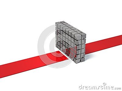 A strong wall blocking the path. unexpected accident. An abstract concept representing a spiteful obstruction that blocks progress Stock Photo