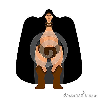 Strong warrior in cloak. Barbarian in cape Vector Illustration