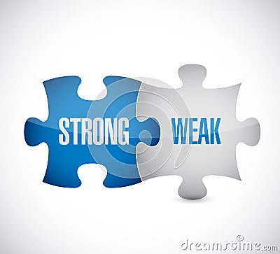strong and weak puzzle pieces sign illustration Cartoon Illustration