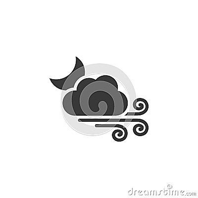 Strong wind, moon and cloud. Icon. Weather glyph vector illustration Vector Illustration