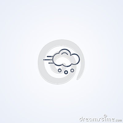 Strong wind and shower of hail, vector best gray line icon Vector Illustration