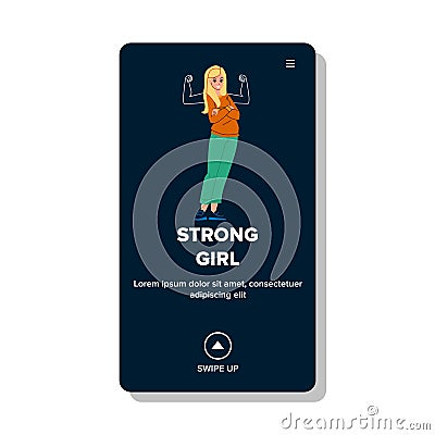 Strong Woman Dreaming And Showing Muscles Vector Vector Illustration