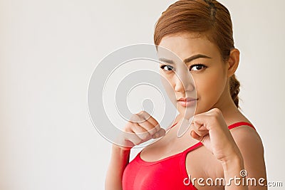 Strong woman on her guard Stock Photo