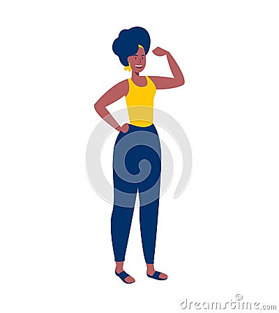 Strong girl concept flexing arm for women power Vector Illustration