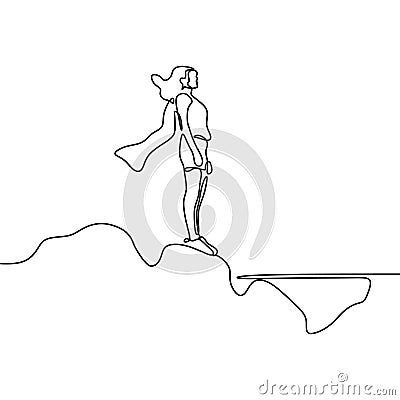 Strong women continuous one line drawing minimalist design on white background. Power of women gesture of supergirl minimalism Vector Illustration