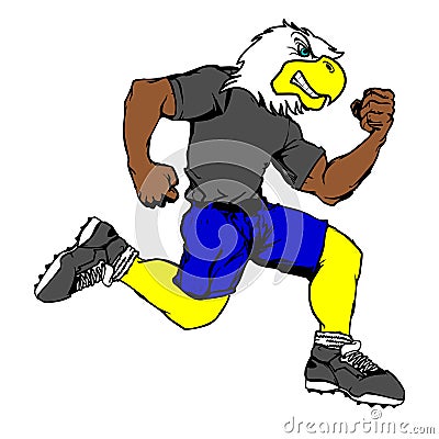 Strong young runner eagle cartoon fitness illustration Vector Illustration