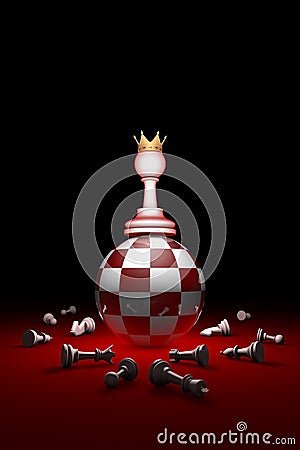 The strongest figure chess metaphor. 3D render illustration. F Cartoon Illustration