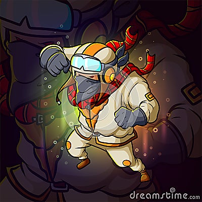 The strongest graffiti man is ready to punch esport mascot design Vector Illustration