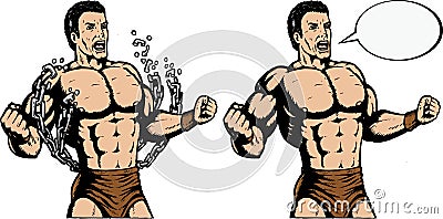 Strongman breaking chains Vector Illustration