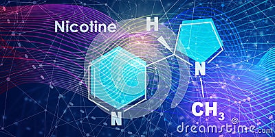 Structural chemical formula of nicotine. Infographics illustration. Stock Photo