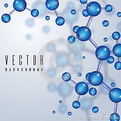 Structural elements with 3d atoms, chemical molecule. vector abstract science background Vector Illustration